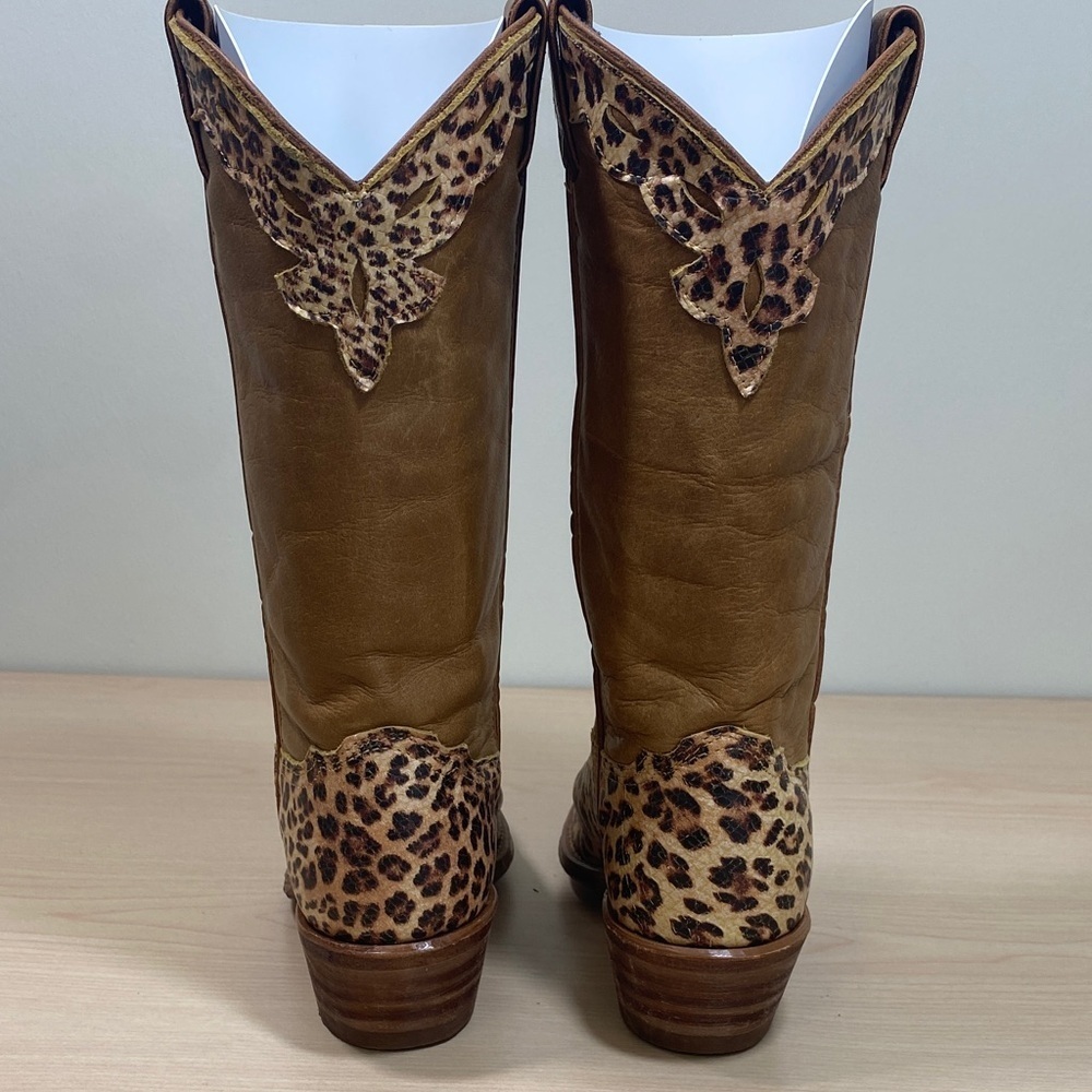 Abilene Boot Co. Tan and Leopard Print Heeled Boots - Picture 3 of 9